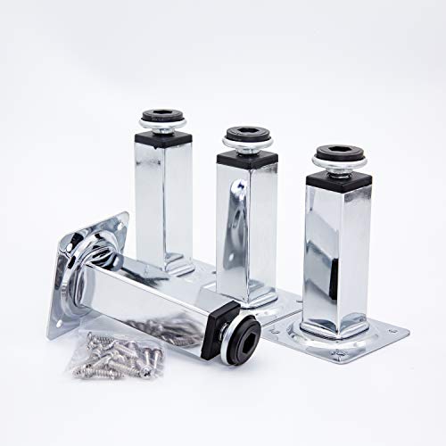 HUAYY Shiny Metal Adjustable Legs | Furniture,cabinets,Table levelers feet | Leveling Foot and Screw mounting Package (Chrome Plated) - color: Chrome Plated