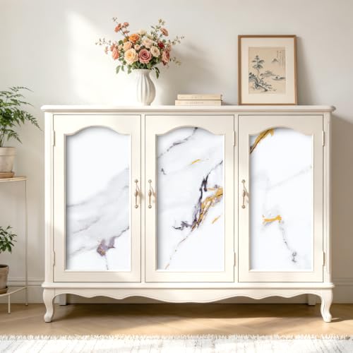 Calacatta White Gold Marble Contact Paper for Countertops Cabinets - size: 15.8" x 80"