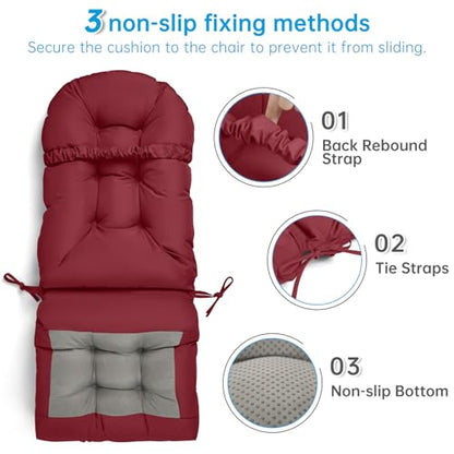 Adirondack Chair Cushion Waterproof Outdoor Rocking Chair Pads - color: Burgundy