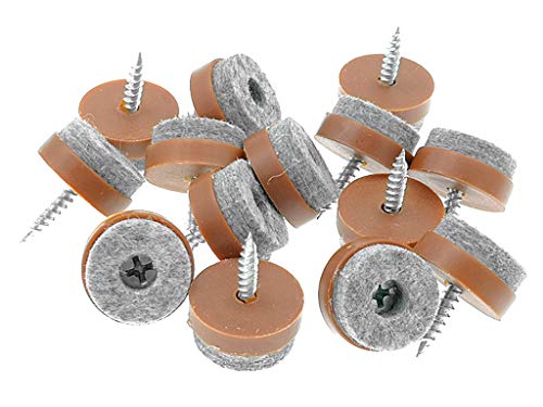 ALIMITOPIA 40pcs Screw-on Furniture Felt Pad Chair Glide Slider Hardwood Floor Protector for Wooden Leg Feet of Chair Table Furniture(Φ20mm or 0.8";Brown) - size: 20mm(Brown)