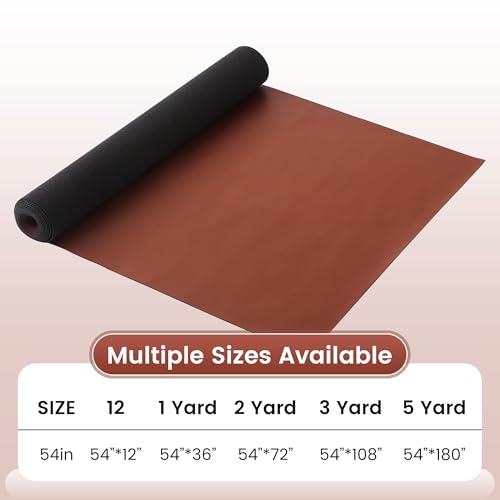 KUUP Smooth PU Faux Leather Fabric Sheets, 54" x 12", 0.8mm Thick - color: Brown, size: 12 IN