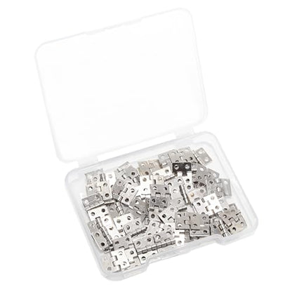 60 Pcs 10mmx8mm / 0.39" x 0.31" Silver Mini Hinges, 0.4 Inch Solid Brass Folding Butt Hinge, 2/5 Inch Cabinet Hinge for Jewelry Box, Drawer Cabinet Furniture - color: Silver