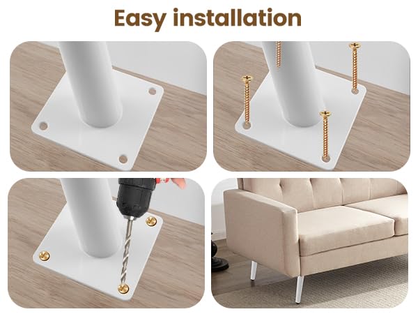 Geesatis 10 Inch Furniture Legs,Round Solid Iron Tapered Legs,White - color: White, size: Height: 10 inch & Straight
