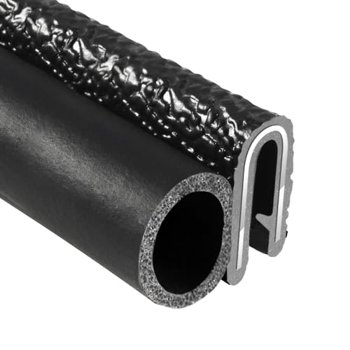 TRIM-LOK Trim Seal, Edge Trim with Side Bulb, Fits 0.625-Inch Bulb, 1/16-Inch Edge, 9/16-Inch Leg, 100-Foot Length, Black Pebble Finish, Flexible PVC Plastic Trim with EPDM Rubber Weather Stripping - style: 0.625" Bulb, 1/16" Edge, 9/16" Leg, 100 Feet
