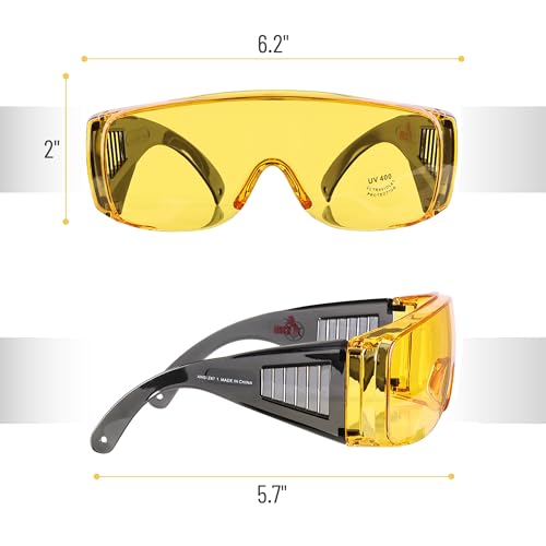 UNCO- Safety Goggles Over Glasses, Protective Goggles, Anti Fog, Work, Safety Glasses Over - color: Yellow Lens, size: 1 Pack