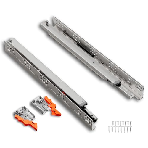 Undermount Drawer Slides 24 Inch, Push-Open, for 3/4 Inch Drawer Panels, 6 Pairs, Concealed Bottom Mount, 75 lb Capacity, 3D Adjustable, Cold-Rolled Steel - color: PUSH-OPEN, size: 24" 610MM