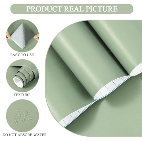 Sage Green Wallpaper Stick and Peel Green Contact Paper Removable Wallpaper - color: Sage Green, size: 17.7" x 590.5"
