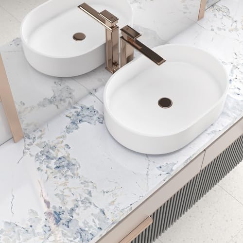 VEELIKE Spruce White Marble Contact Paper for Countertops Waterproof Peel and Stick Countertops 24''x118'' Countertop Contact Paper Marble Wallpaper Self Adhesive Counter Top Wrap for Kitchen Bathroom - size: 24" x 118"