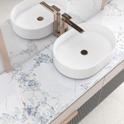 VEELIKE Spruce White Marble Contact Paper for Countertops Waterproof Peel and Stick Countertops 24''x118'' Countertop Contact Paper Marble Wallpaper Self Adhesive Counter Top Wrap for Kitchen Bathroom - size: 24" x 118"
