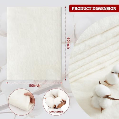 RRKTP Cotton Batting for Quilting，200 g/m² Lightweight Quilt Batting Crib Size，Natural All Season Comfort Cotton Stuffing, Sewing Handmade & DIY Crafts 50"×60" - size: 50×60