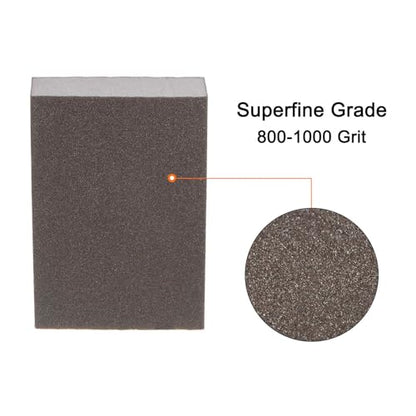 HARFINGTON 10pcs Superfine Sanding Sponge Blocks 800-1000 Grit Foam Sanding Block for Polishing Kitchen Metal Wood Drywall, 100x70x25mm - size: 800-1000 Grit