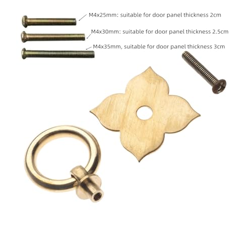 dophee 4Pcs Brass Drawer Pulls Ring Dresser Knobs, 1.89"x1.69" - color: Brass