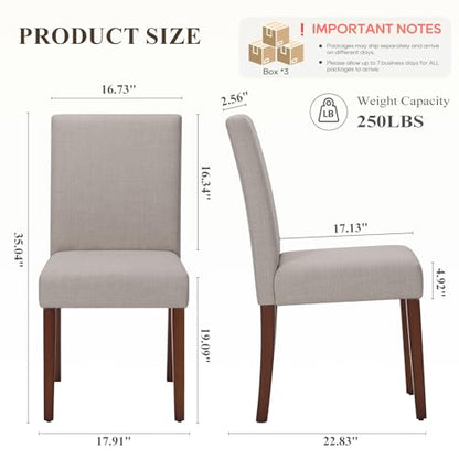 MALOL Upholstered Dining Chairs Set of 6, Modern Fabric Dining Room Chair, Wooden Dining Chair, Kitchen Side Chairs, Farmhouse Dinner Chair with High Back for Kitchen, Brown - color: Brown, size: Set of 6