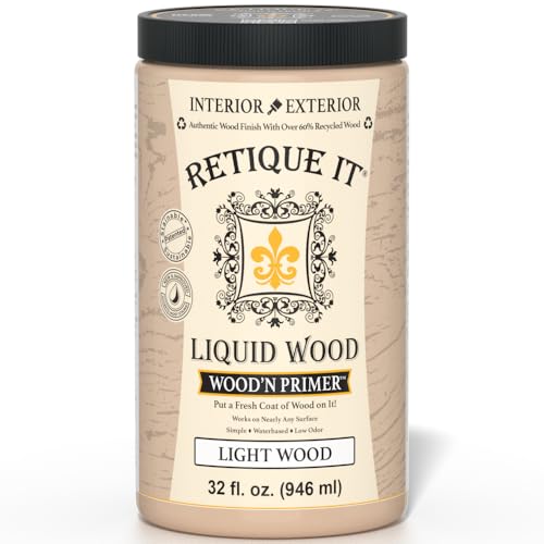 Retique It Wood'n Primer - Paint it then stain it - Stainable Wood Fiber Paint (Light Wood, Large) - color: Light Wood, size: 32 Fl Oz (Pack of 1)