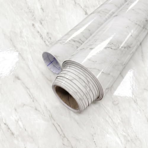 Extra-Thick Marble Contact Paper (High Gloss, Bianco White) 23.6" x 118.1" - color: Bianco White (High Gloss), size: 23.6" x 118.1"