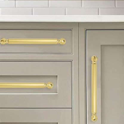 khtumeware 2-Pack Vibrant Brushed Brass Cabinet Pulls Modern Heavy-Duty Solid 3-1/2 Inch(89mm) Hole Center Drawer Pulls Cabinet Hardware Suitable for Kitchen Cabinets Bathrooms - color: Vibrant Brushed Moderne Brass, size: 3-1/2 Inch(89mm)Hole Center