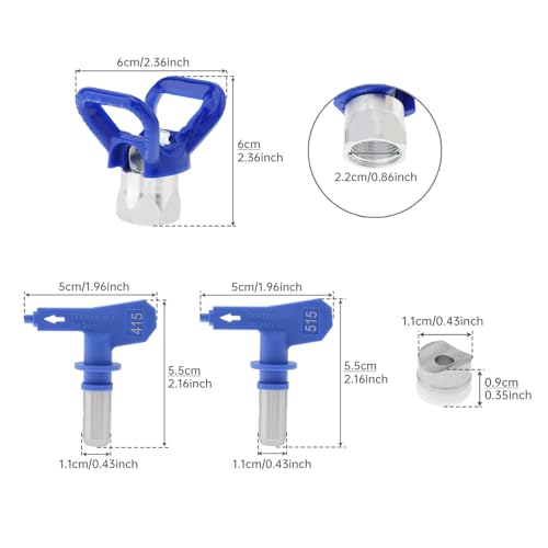 ChgImposs 3 Pcs Airless Paint Sprayer Tip Sets, Spray Tips for Graco Paint Sprayer with Nozzle Seats for Airless Paint Spray Guns House Painting (Machine Parts 415 515)