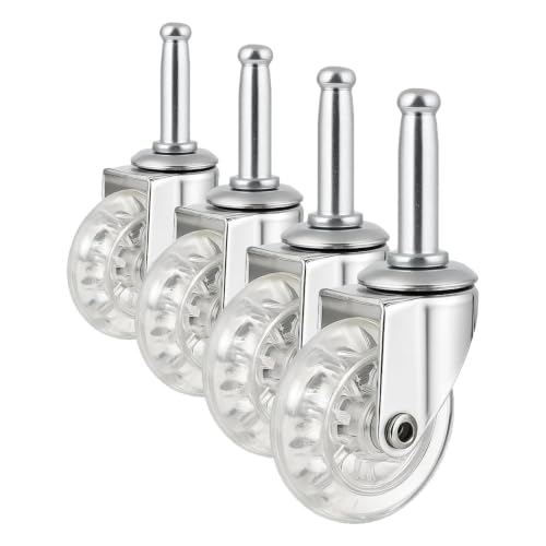 2 Inch Swivel Caster Wheels Set of 4, Heavy Duty M8 with 38MM Long Grip Neck Stem Caster Wheels, Crystal Clear Wheel Replacement for Furniture, Table, Cabinet, Shelf (Pack of 4) - size: 2",No Brake (Pack of 4)