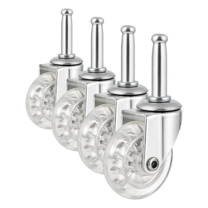 2 Inch Swivel Caster Wheels Set of 4, Heavy Duty M8 with 38MM Long Grip Neck Stem Caster Wheels, Crystal Clear Wheel Replacement for Furniture, Table, Cabinet, Shelf (Pack of 4) - size: 2",No Brake (Pack of 4)