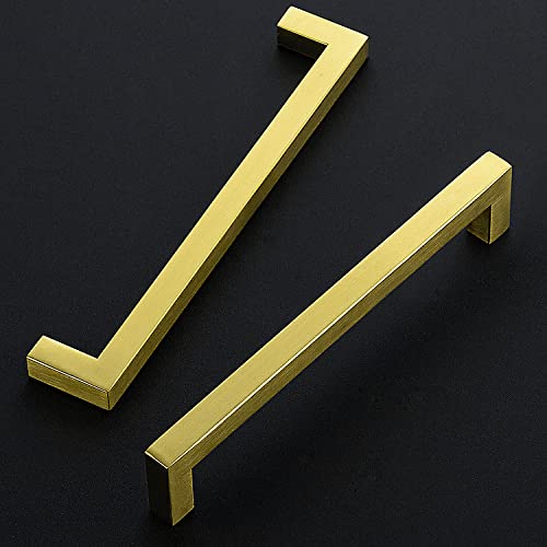 Ravinte Brushed Brass Kitchen Square Cabinet Handles 7-1/2 Inch 5 Pack - color: Brushed Brass