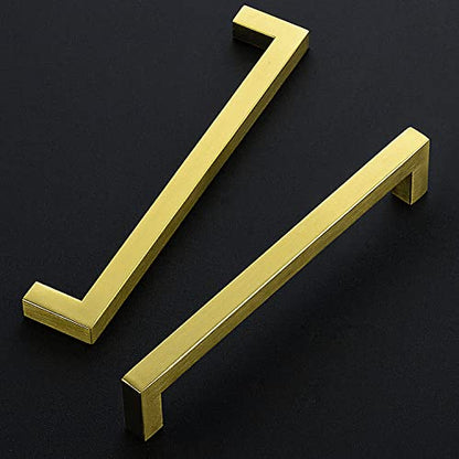 Ravinte Brushed Brass Kitchen Square Cabinet Handles 7-1/2 Inch 5 Pack - color: Brushed Brass