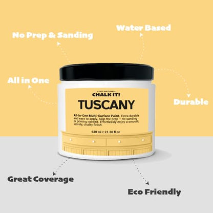 CHALK IT! All-in-One Multi-Surface Chalk Paint for Furniture & Cabinets - No Sanding, No Primer, Built-In Top Coat Water-Based, Low-Odor, Fast-Drying, Matte Finish (Tuscany) - color: Tuscany