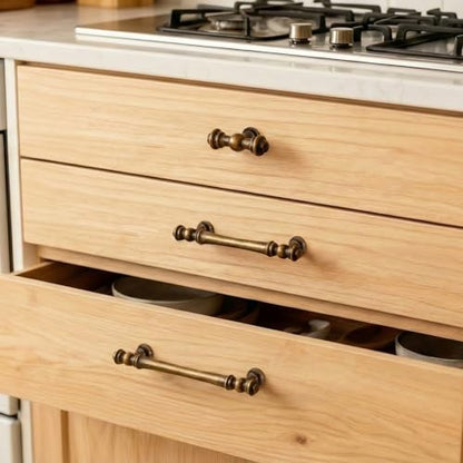 Liron Hardware 10 Pack Antique Brass 96mm Vintage Kitchen Cabinet Handles - size: 3.78 Inches (96mm) Hole Center