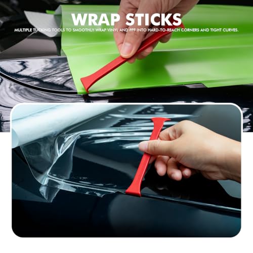 FOSHIO 4 Pack Axe Vinyl Wrap Tool Kit – Double Axe Green & Single Axe Red