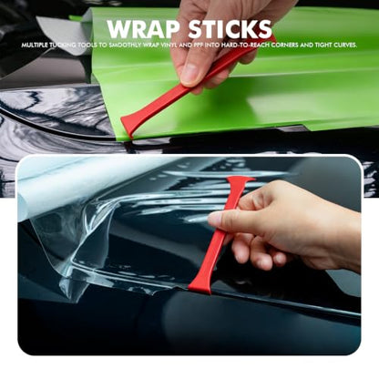 FOSHIO 4 Pack Axe Vinyl Wrap Tool Kit – Double Axe Green & Single Axe Red