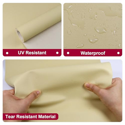 Marine Vinyl Fabric Waterproof Leather Material 55"×108" Beige - color: Beige, size: 108"×54"