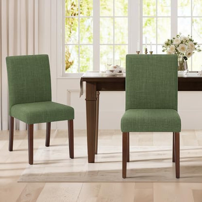 MALOL Upholstered Dining Chairs Set of 2, Modern Fabric Dining Room Chair, Wooden Dining Chair, Kitchen Side Chairs, Farmhouse Dinner Chair with High Back for Kitchen, Green - color: Green, size: Set of 2