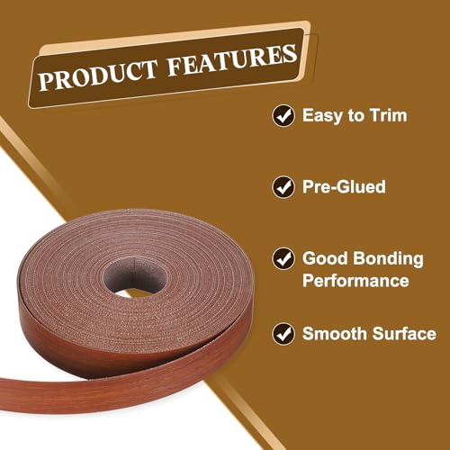 uxcell 1-1/8 Inchx25ft Wood Veneer Edge Banding Pre-Glued Flexible - size: 1-1/8 Inch x 25ft