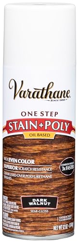 Varathane One Step Stain & Poly Semi-Gloss Dark Walnut Wood Spray - color: Dark Walnut, size: 12 Ounce Spray (Pack of 1)