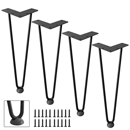 Hairpin Legs 14", Black Metal Furniture Legs for Table Bench, Set of 4 - size: 14inch