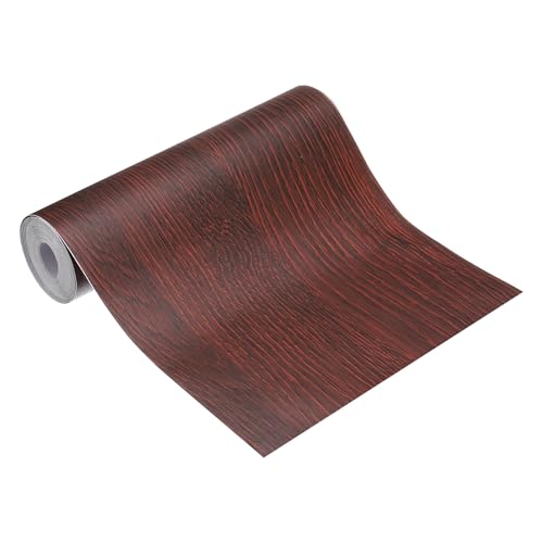 MECCANIXITY Wood Grain Repair Tape, 6 Inch x 16 Feet Self Adhesive Wood Grain Tape Multi-Purpose Wallpaper Border Trim for Furniture Floors Windows Doors Tables Home, Dark Red - color: Dark Red, size: 6 Inch x 16 Feet