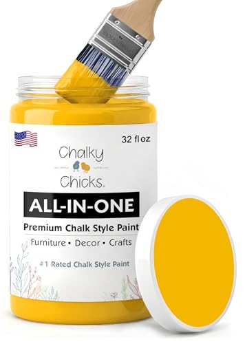 Chalky Chicks Bees Knees 32 Fl Oz Chalk Paint for Furniture All in One - color: Bees Knees (Yellow), size: 32 Fl Oz (Pack of 1)