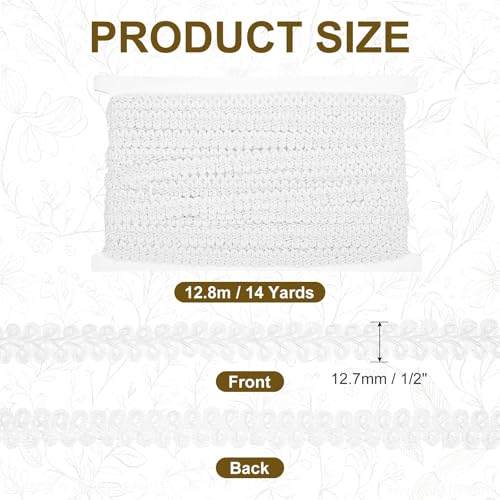 MECCANIXITY Gimp Braid Trim 1/2" x 14 Yards Polyester, White - color: White