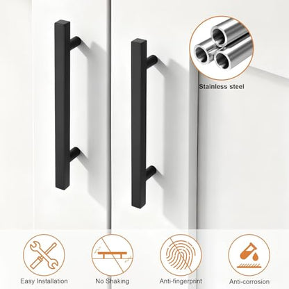 Probrico Matte Black Cabinet Handles & Pulls 5" CC Square 5 Pack - color: Black, size: Hole Center: 128mm(5inch)