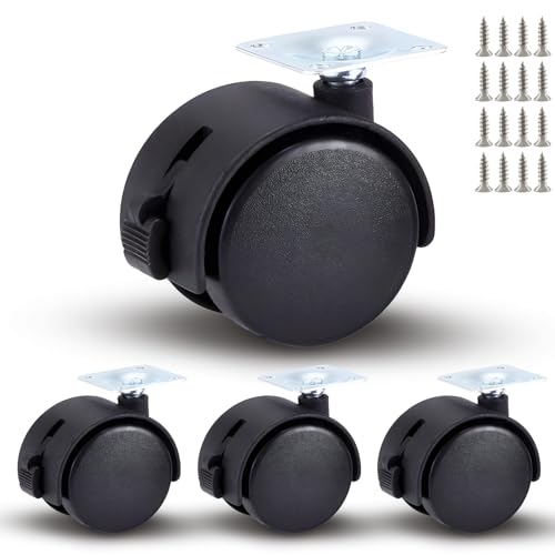 Zorfeter 1.5 Inch Swivel Furniture Caster Wheels with Brakes, Black, 4 Set - style: 1.5 Inch Plate Casters