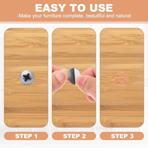 PATIKIL 270 Pieces Screw Hole Stickers, 5 Sheet Self-Adhesive Waterproof PVC Wood Grain Sticker for Screw Holes Wall Cabinets Desk Repairing, Light Orange, 21mm/0.83 Inch - color: Light Orange