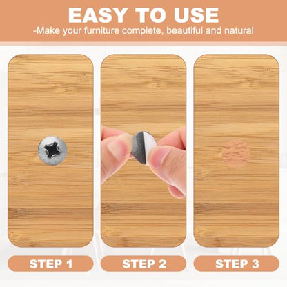 PATIKIL 270 Pieces Screw Hole Stickers, 5 Sheet Self-Adhesive Waterproof PVC Wood Grain Sticker for Screw Holes Wall Cabinets Desk Repairing, White, 21mm/0.83 Inch - color: White