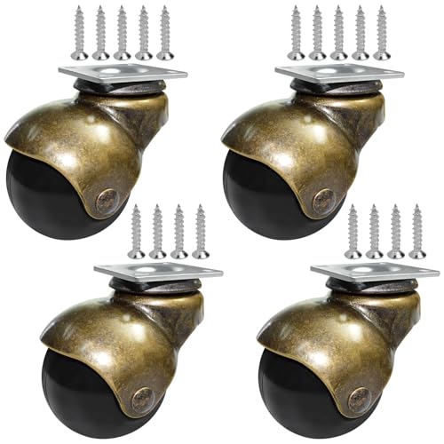 MySit 2 Inch Ball Caster Plate Brass Vintage Antique Wheels Set of 4 - size: 2inch(no brake)
