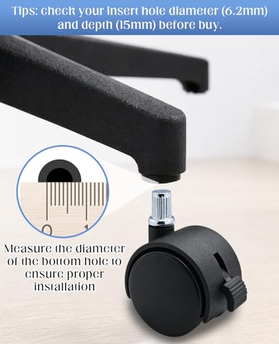 8 PCS Small Caster Wheels 1 Inch, Replacement Locking Swivel Casters Diameter 6.2mm for Furniture Table Cabinet Shelf