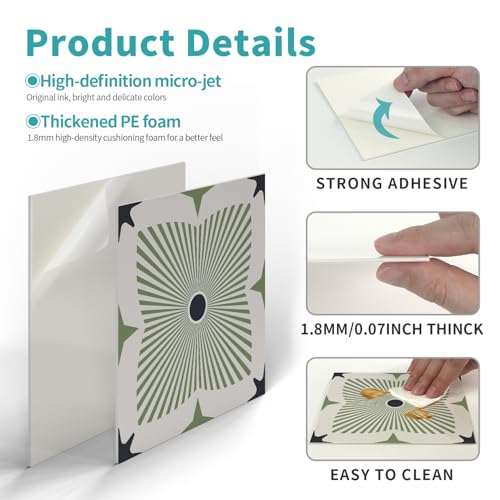 VICCI 12Pcs Peel and Stick Backsplash Tile Stickers, Waterproof Wall Tiles - color: Art-226, size: 5.9x5.9IN*12PCS