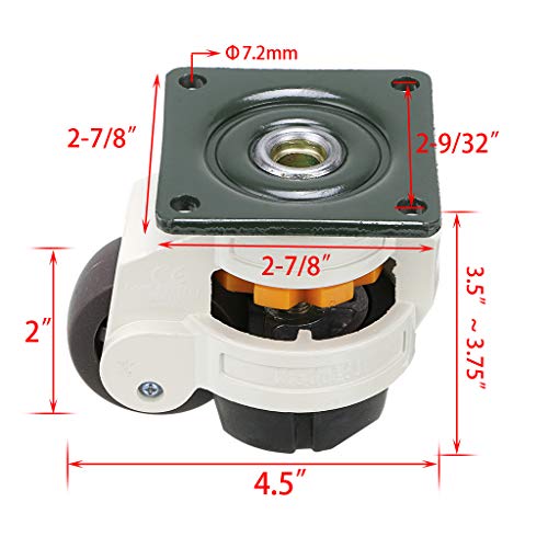 Skelang 4-Pcs Leveling Machine Casters with Nylon Wheel and Rubber Foot, Retractable Workbench Caster, Loading Capacity 2200 Lbs - color: White, size: Medium