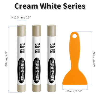 3 Colors Wood Filler Sticks, Cream White Series, with Scraper - color: Cream White Series