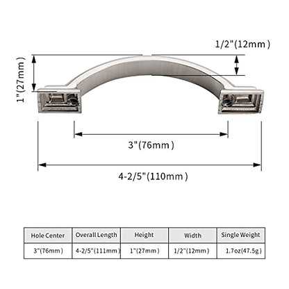 10 Pack 3 inch Cabinet Pulls Brushed Nickel Cabinet Handles Drawer Pulls for Kitchen Cabinet Cupboard - color: Brushed Nickel, size: 3 inch（76mm）, style: 10 Pack