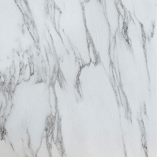 Tivoli Self Adhesive Vinyl Floor Tiles, 45 Tiles, 12 x 12 in, Peel & Stick - color: Bianco Marble