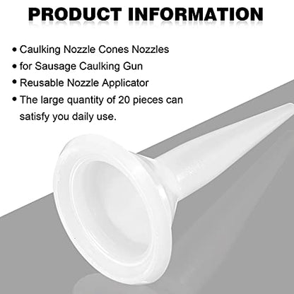 Outus 20 Pcs Caulking Tips Sausage Cone Clack Gun Nozzle Replacement, White - color: White