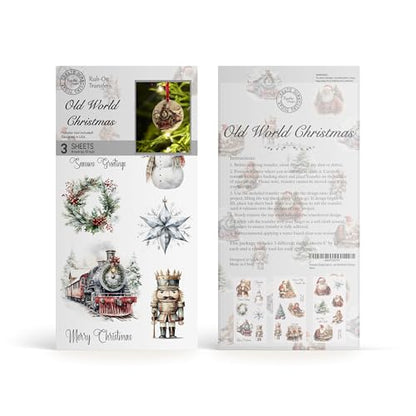 Thymeless Designs Rub on Transfers for Crafts and Furniture | 3 Design Sheets 6”x 12” | Home Decor Transfers | Furniture and Craft Decals (Old World Christmas) - style: Old World Christmas